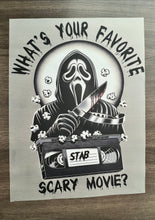 Load image into Gallery viewer, WHAT’S  YOUR FAVORITE SCARY MOVIE DTF FULL COLOR
