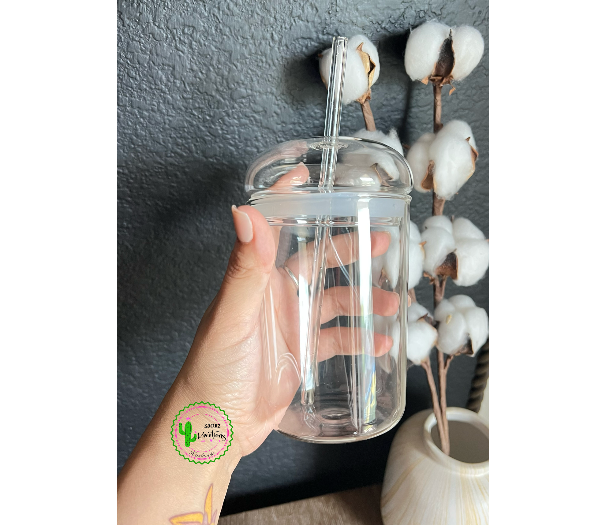 Glass Tumbler With Dome Glass Lid – KactuzKreations